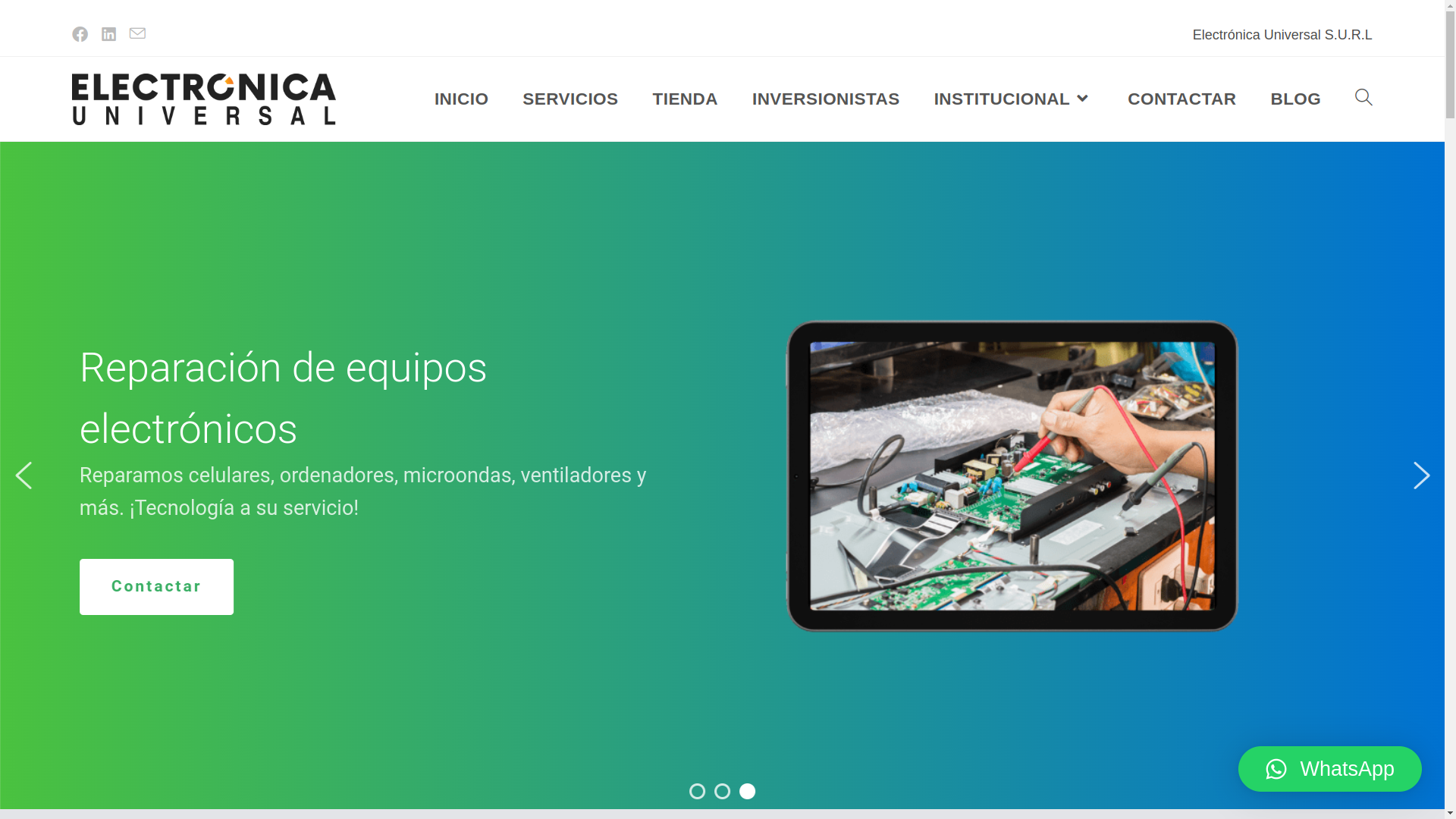 Lee más sobre el artículo Sitio web de Electrónica Universal